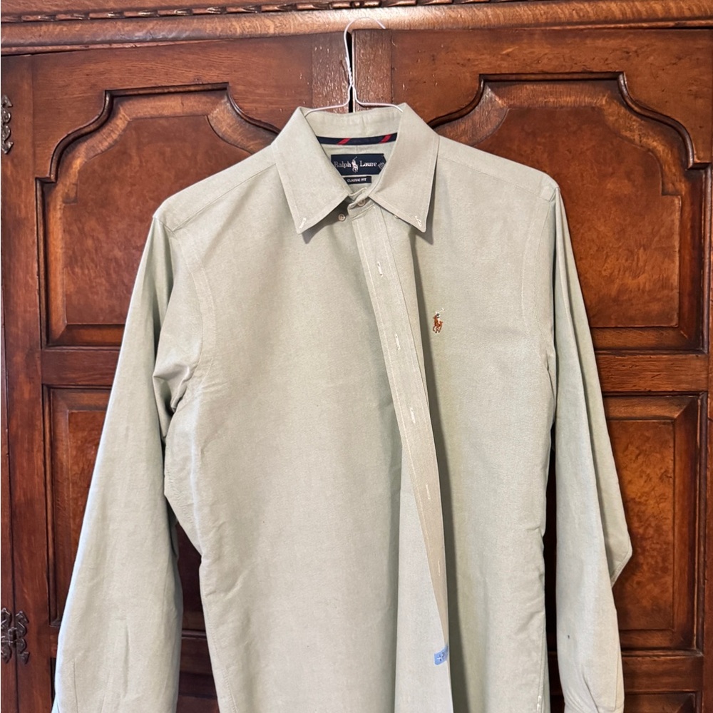 Ralph Lauren Polo Mens Button Down Oxford  Green Shirt